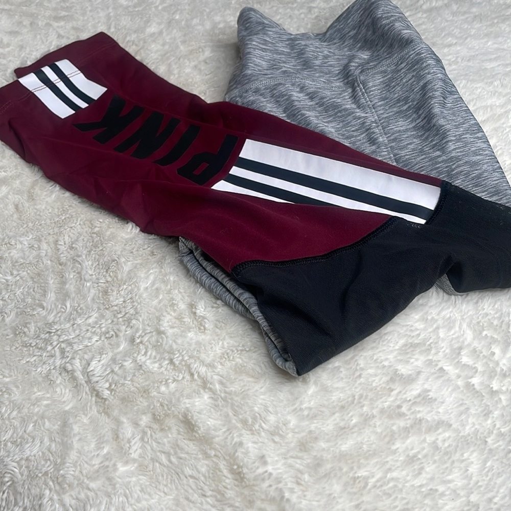 PINK Victoria's Secret Gray and Black Leggings Athletic Style